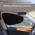 4-Pack Car Window Shades, Static Cling Foldable Sun Shades, 99% UV & Glare Blocker. Semi-Coverage Design for Unobstructed View, Universal Fit for Most Cars, SUVs, Minivans — Perfect for Road Trips.