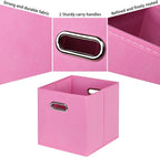 Black Fabric Cubby Storage Bins,13x13x13 Inches ,Cube Organizer Bin Foldable Storage Boxes with Dual Handles Fabric Organizer