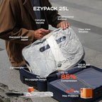 3-Travel Vacuum Bags with Pump, 25L Large Capacity Vacuum Bags for Travel, IPX7 Waterproof, Open Zipper, Reusable Space Saver
