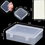 Bead Organizer Box, 90pcs Small Clear Plastic Storage Containers, Craft Storage Box Features Hinged Lid and Labels, Mini Boxe