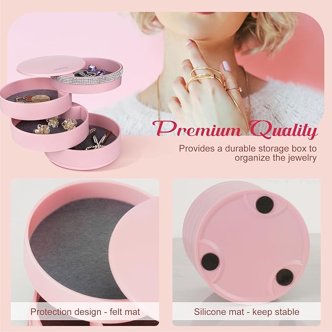 CONBOLA Jewelry Holder Organizer, Christmas Gifts Ideas for Women, Small Jewelry Storage Box Earring Holder, 5-Layer Rotating