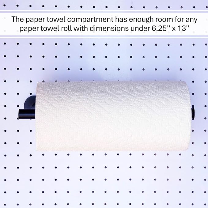 Peg Board Paper Towel Holder for Pegboard, Peg Board Accessory Kit with Heavy Duty Pegboard Hooks for Garage Workshop Craft R
