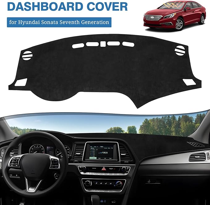 FIILINES Dash Cover for Hyundai Sonata 2015-2019, Dashboard Cover Sonata Accessories Suede Dash Cover Mat Sunshade Anti-Slip 