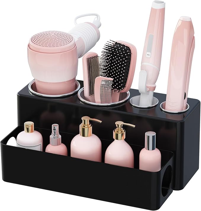 Lifewit Hair Tool Organizer Countertop, Removable Blow Dryer Holder for Bathroom, Acrylic Hot Tools Organizer Storage for Cur