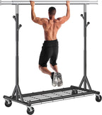 Gewudraw Garment Rack Load 530lbs,Heavy Duty Rolling Clothes Rack With Sturdy Wheel And Shelves, Adjustable Portable Hanging 