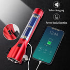 Car Flashlights for Emergencies, Window Breaker Seatbelt Cutter Multifunction Solar Flashlights, Waterproof LED Flashlight Re