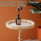 Solid Wood Wall Shelf 3-Tier,Small Side Table,Rustic Floating Shelves Wall Mounted Storage Rack,Rattan Drink Table, Round Sid