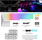 Dreamcolor Acrylic Interior Car LED Strip Light with Wireless APP, RGB 14 in 1 with 175 inches 612 LEDs Fiber Optic Strip Lights for Car, Dual Zone Symphony Neon Car Ambient Lighting