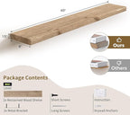 44 Inch Long Solid Wood Floating Shelves for Wall,Reclaimed Wood Wall Shelf for Storage,8 Inch Deep Heavy-Duty Wall Mounted S