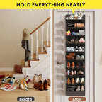 20-25 Pairs Over the Door Shoe Organizer, Clear Pockets Shoe Rack for Closet Door, 10-Tier Hanging Shoe Rack for Boots, Behin
