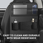 Universal Car Backseat Organizer with Tablet Holder & Foldable Tray - Heavy-Duty Kick Mats Seat Protector for Kids, Waterproof Multi-Pocket Storage for Road Trips, Cars, SUVs