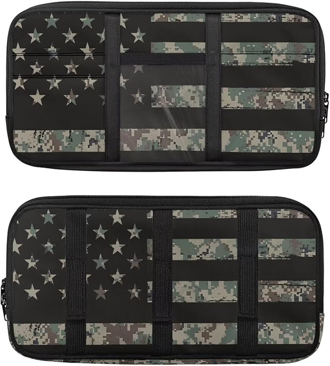 US Flag Print Car Sun Visor Storage Bag 11.81 x 5.9 Inch Multi-Function Organizer for Card Pen Invoice Pouch Case Bag Universal for Car Sun Visor Accessory,Camouflage Flag
