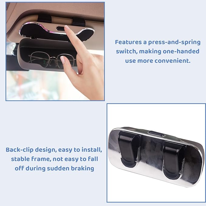Evankin Universal Car Accessories Car Sun Visor Glasses Holder,Car Sun Visor Organizer Sunglasses Holder Clip On Sun Visor Secure Clip for Sunglasses