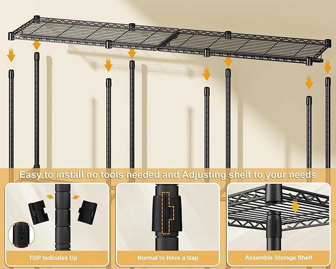 ULIFHOME E14C Pro Heavy Duty Closet Organizer System，Freestanding Clothing Racks for Hanging Clothes，Adjustable Garment Rack 