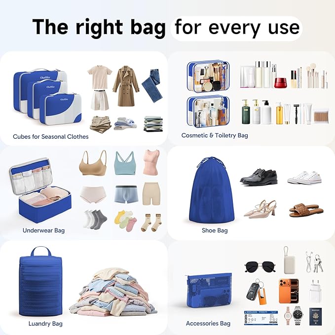 11 Set / 9 Set Packing Cubes for Travel,Gifts for Women Mom Kids,TSA Approved Bags for Makeup, Cosmetic, Toiletry, Organizers