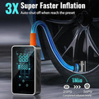 Tire Inflator Portable Air Compressor-150PSI Air Pump for Car, Bike Pump Touch Screen/Gauge/Light, Tire Pump 3X Faster Inflation with Tire Pressure Gauge for Motorcycle, Bike, Ball