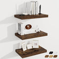 Fun Memories 12 Inch Deep Floating Shelves for Wall, 20 Inch Long Wall Mounted Storage Shelf, 3 Pack Hanging Wood Shelf for F
