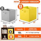 ShellKingdom Foldable Fabric Storage Cubes And Cloth Organizer Drawer For Closet And Toys, 13 X 13 X 13 INCH, 2 Pack (Yellow)
