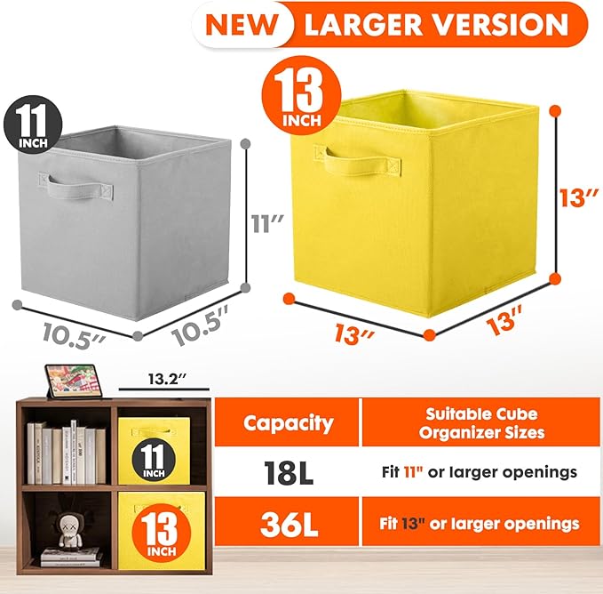 ShellKingdom Storage Bins, Foldable Fabric Storage Cubes And Cloth Storage Organizer Drawer For Closet And Toys Storage, 13 X