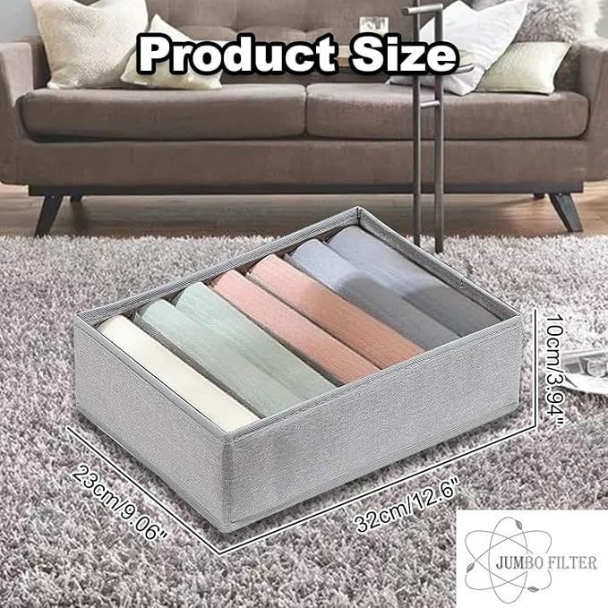 4 Pack Drawer Organizers for Clothing, 7 Grids Foldable Washable Drawer Organizer Clothes, for Folded Clothes, T-shirt, Tank 