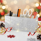 Jetec Acrylic Glitter Pen Holder 4 Compartments Bling Makeup Brush Stationery Organizer Pencil Holder for Desk Accessories Sp
