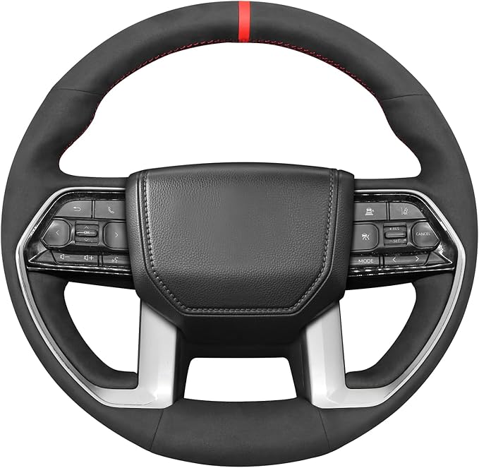 MEWANT DIY Steering Wheel Cover for Toyota Tacoma 2024 / Tundra 2022-2024 / Sequoia 2023-2024 Made of Black Suede
