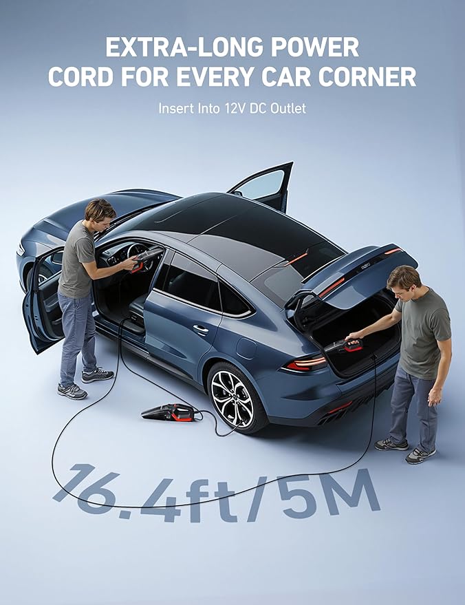 AstroAI 4-in-1 Car Vacuum Cleaner and Tire Inflator Portable with Accessories Air Compressor Digital Dual Values Display, 150