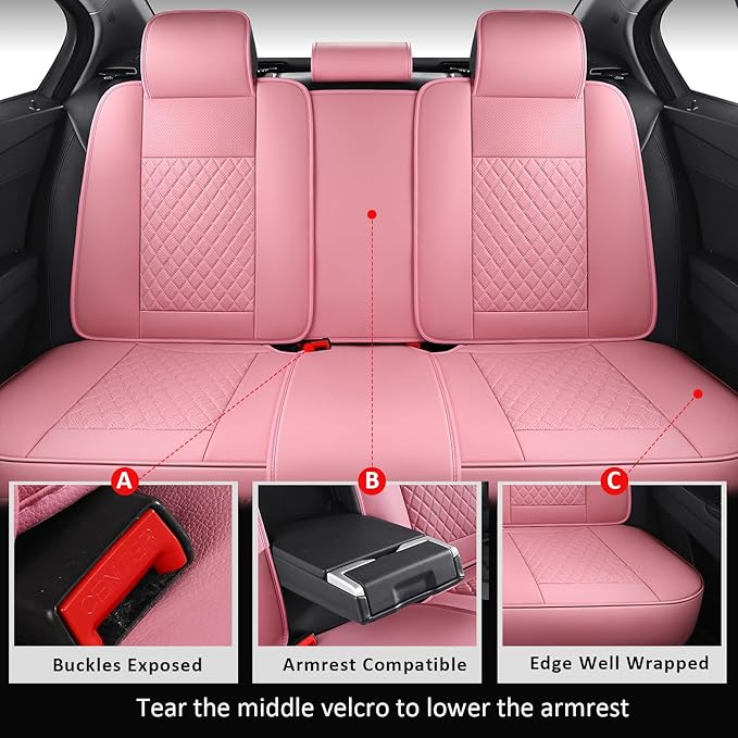 MIROZO Car Seat Covers Full Set,Universal Seat Covers Full Coverage Waterproof Leather Car Seat Protector Automotive Seat Cov