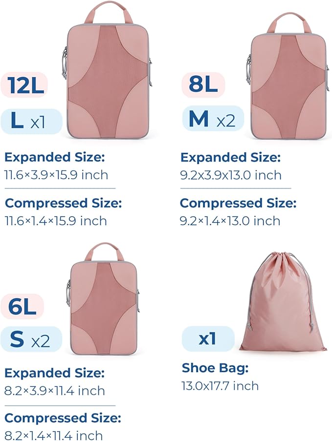 BAGSMART Compression Packing Cubes for Travel, Compressible Luggage Organizer for Cruise Ship, Lightweight Travel Essentials 
