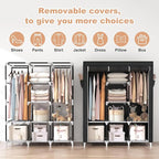 VTRIN Portable Closet, Large Capacity Portable Wardrobe with 2 Hanging Rods and 8 Storage Shelves, Sturdy Free Standing Close
