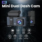 Dashcam Front and Rear Camera,TVFEA Dash cam 4K,Dual Dash Camera for Cars with Wi-Fi,3.18" LCD Screen,64GB Card,APP Control,N