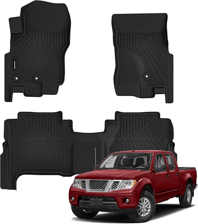 Auxko All Weather Floor Mats for Nissan Frontier Crew Cab 2008-2021 All Season TPE Accessories Guard Odorless Anti-Slip Floor Liners for Nissan Frontier Crew Cab 2008-2021