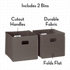 RiverRidge Kids 2pc Fabric Collapsible Storage Cube Organizers with Handles for Playroom Organization - Brown