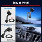 Magnetic Phone Holder for Car, [ Powerful Magnets & Military-Grade Suction] Car Phone Holder Mount Dashboard Windshield Cell Phone Holder Phone Stand for Car iPhone Android Automobile Cradle