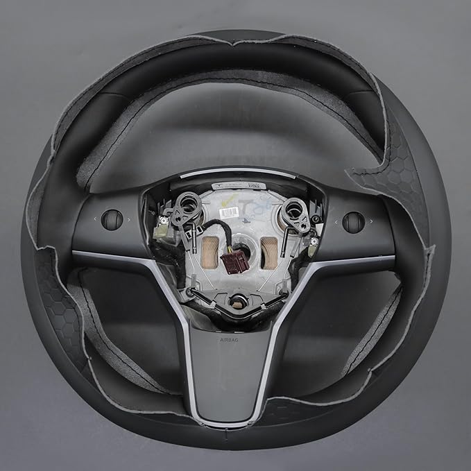 MEWANT Tesla Model 3/Model Y Hand Stitched Steering Wheel Cover for Tesla Model 3 2017-2023 / Model Y 2020-2023 for Tesla Model 3/Y Accessories(3D Style)