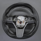 MEWANT Tesla Model 3/Model Y Hand Stitched Steering Wheel Cover for Tesla Model 3 2017-2023 / Model Y 2020-2023 for Tesla Model 3/Y Accessories(3D Style)