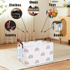 LANGYASHAN Rectangular Storage Bin Collapse Canvas Fabric Cartoon Storage Basket with Handles for Organizing Home Kitchen Boy