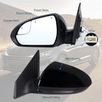 Left Driver Side Mirror Compatible With 2017 2018 2019 2020 Hyundai Elantra With Manual Folding Power Glass Black Replace#87610F3050(3Pins)
