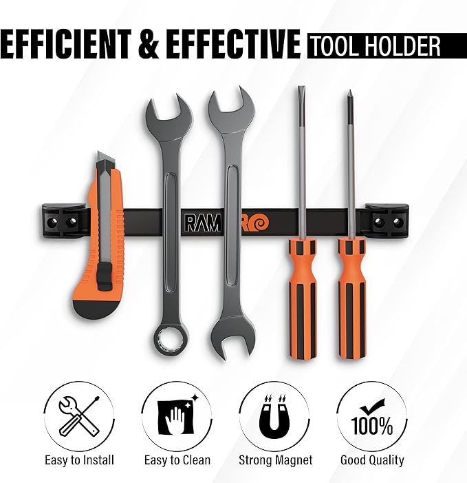 12" Magnetic Tool Holder Strip - A Tool Magnet Bar for Garage Organization, Shop Organization, and Workbench Accessories - Be