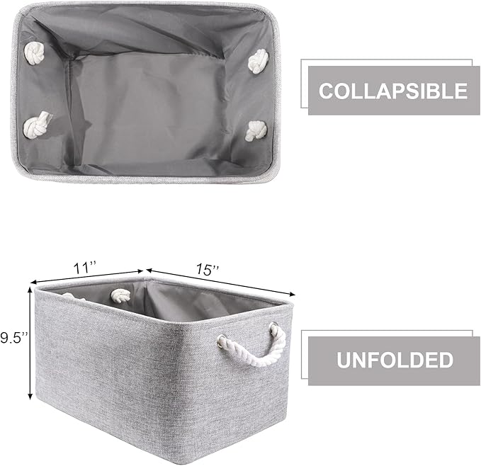 HNZIGE Shelf Baskets for Storage(3 Pack) Storage Bins Fabric Storage Baskets for Shelves,Baskets Set for Organizing Clothes,N