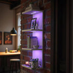 4 Tier RGB Wall Shelf-Gaming Shelf with Remote Control, Lack Shelves with Light for Bedroom | Easy to Install Cosmetic & Disp