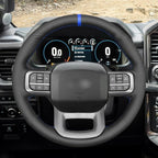MEWANT Steering Wheel Covers for Ford F-150 2021-2023 / F-150 Lightning 2022-2023 Hand-Stitched F150 Steering Wheel Wrap