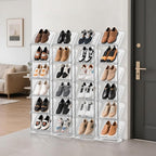 SMILHELTD Vertical Shoe Rack 8 Tiers Narrow Clear Sneaker Storage Holder Luxurious Slim Tall Organizer Space Saving Shelf for