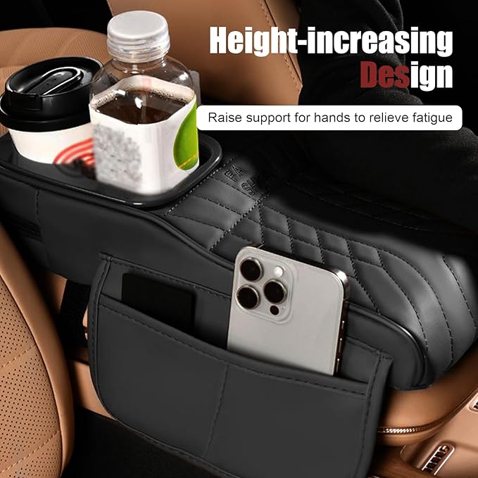 Car Seat Gap Organizer, Car Interior Organizer for Seat Gap Storage, Leather Multi-Functional Storage Box with Tissues, Universal for Most Cars (Black)