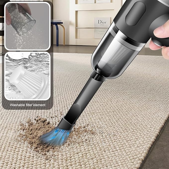 YUNYILAN Wireless Handheld Car Vacuum Cleaner High Power Rechargeable Household Mini Vacuum, Vacuum for Desk, Home and Office
