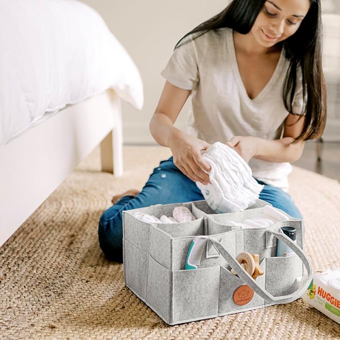 KeaBabies Baby Diaper Caddy Organizer with Handle - Portable Baby Car Organizers and Storage for Nursery, Changing Table, Lar