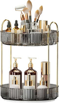 360° Rotating Makeup Organizer, Large-Capacity Skincare Make Up Storage 2 Tier Perfume Organizers Cosmetic Dresser Organizer 