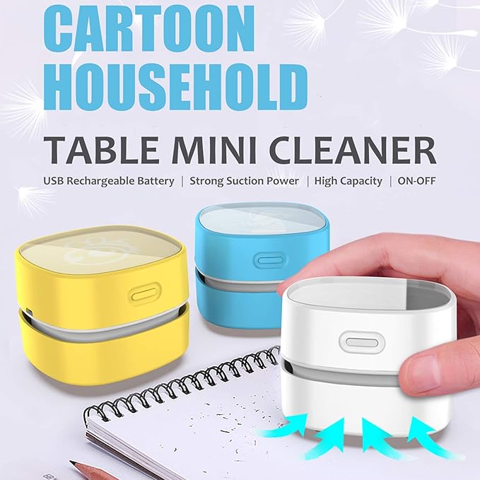 ODISTAR Desk Vacuum Cleaner with Wireless Charger, Mini Table dust Sweeper Energy Saving,Endurance up to 400 mins, Cordless&3
