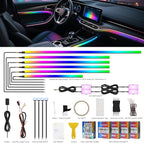 2026 Upgraded Dreamcolor Acrylic Interior Car LED Strip Light with Self-Developed App Dreamcolor RGB 14 in 1 | Dual Zone Control | Super Brighter Strips | Music Sync Ambient Lighting Car Interior