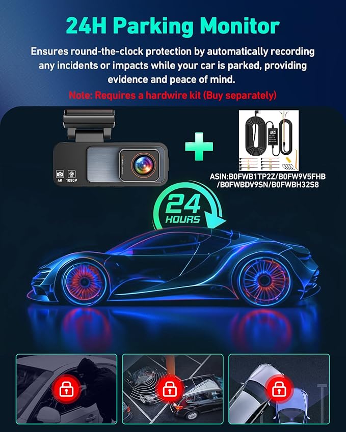4K Dash Cam Front, Built-in 5GHz WiFi & APP Control, Dash Camera for Cars W/ 32GB Included, 3.2" IPS Screen Car Dash Cam W/ 2
